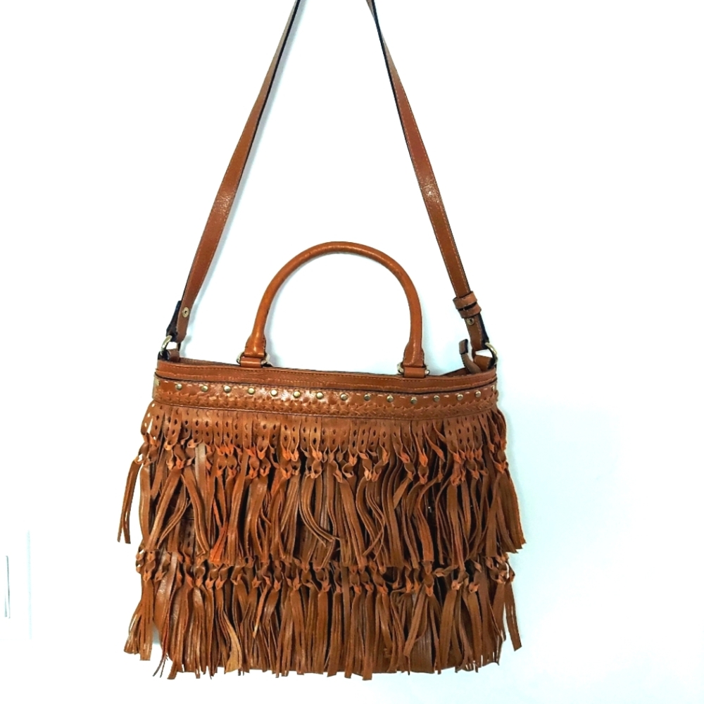 Arezzo  Leather Vtg Fringe Brown Boho Bag